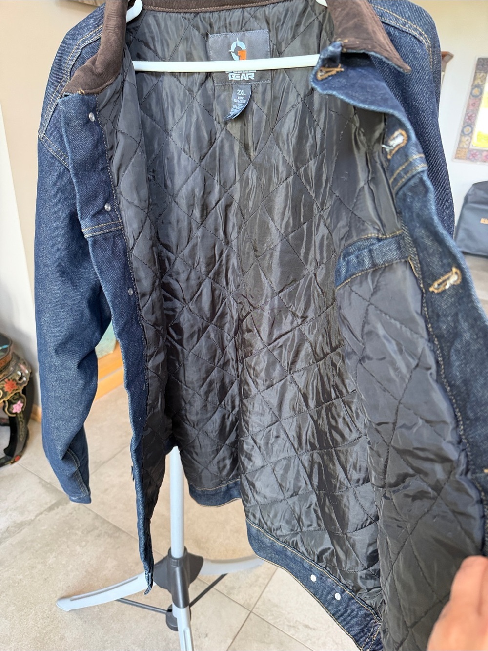 New Guide Gear Quilt Lined Blue Denim Jacket with Brown Corduroy Collar - 2XL - Picture 5 of 9